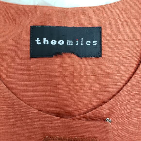 Theo Miles Jacket and Skirt Suit Set Plus Size 14 Linen Rayon Orange Vintage - Picture 9 of 12